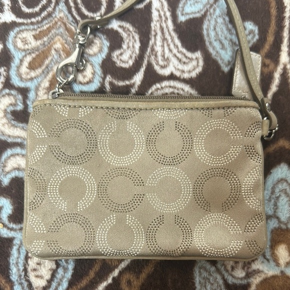 Coach Tan and Cream Wristlet with Textured Leather - Picture 3 of 9
